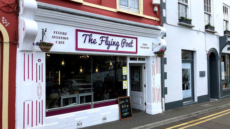 front of the flying poet cafe
